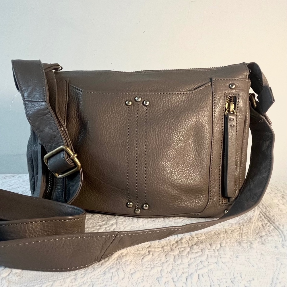 Leather Grey Crossbody Bag